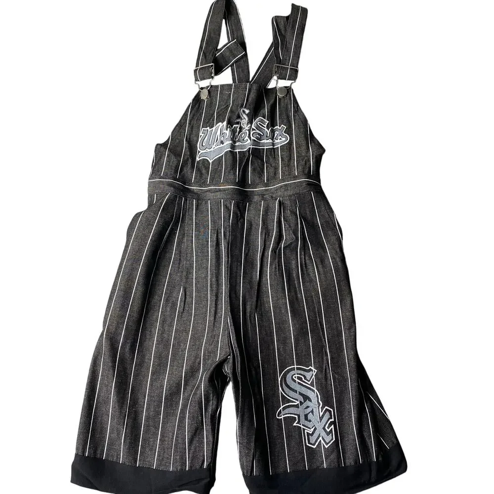 Vintage 90s Pinstripe White Sox Kids Overalls Size Large 12/14 Unisex